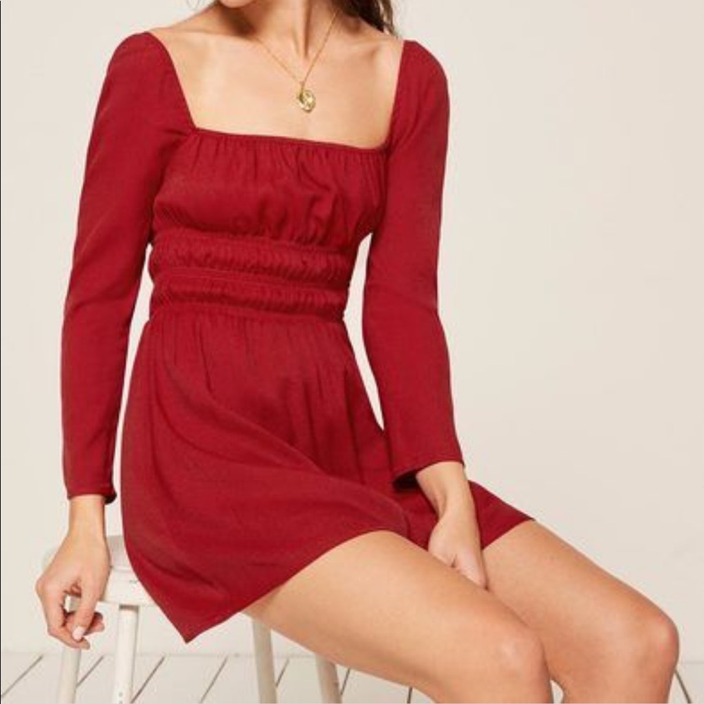 Reformation clemence dress crimson szS